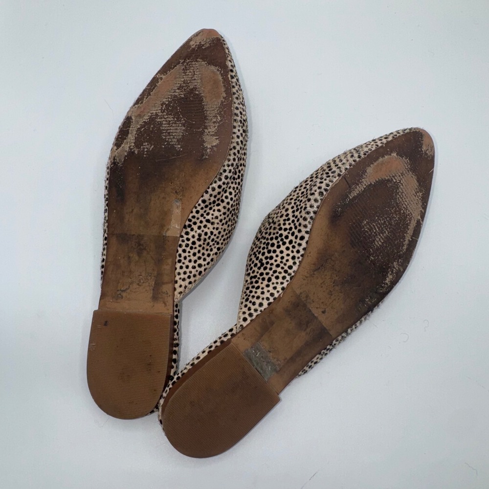 Madewell Remi Loafers Women's 6.5 Pointed Toe Calf Hair Mules Flats Cheetah - Picture 9 of 12